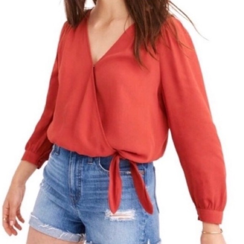 NEW Madewell Silk Wrap Top XS